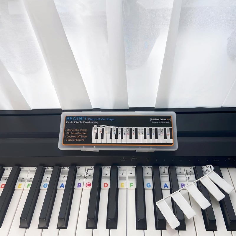 BEATBIT Piano Note Strips Pro, Thickened Anti-Stuck, Fit 88/61 Key Piano Keyboard, Design for Beginner Learning (Rainbow Colors Pro) - Image 1